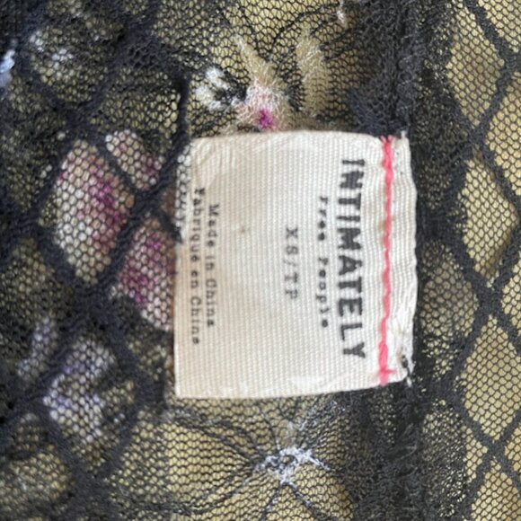 Free People | Intimately Black Floral Mesh Long Sleeve Top | Size XS/S - Picture 3 of 3